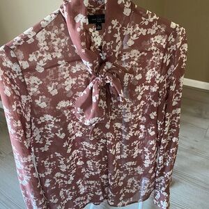 The Limited Pink Floral Blouse with Bow